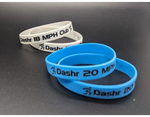Dashr Speed Club Bands pack featuring inspirational silicone bands for athletes achieving 18 MPH and 20 MPH.