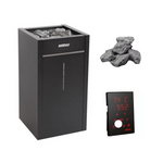 Harvia Virta HL110E 10.5kW Electric Sauna Heater for large saunas up to 635 Cu Ft, featuring a sleek stainless steel design and advanced digital control panel.
