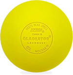 Gladiator Lacrosse® Official Yellow Lacrosse Ball showing its vibrant color and grip features, perfect for training and matches.