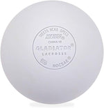 Gladiator Lacrosse® NOCSAE Certified White Lacrosse Ball showcasing its durable rubber construction for serious players.