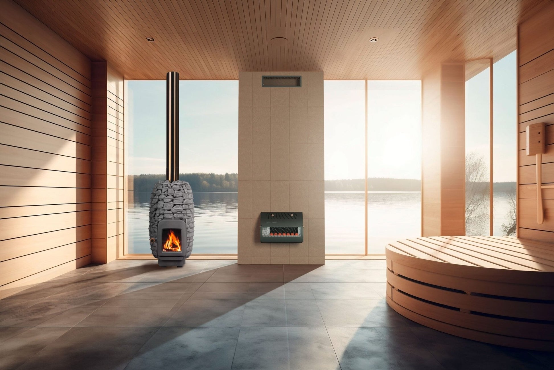 Saunum AirSolo Wall Sauna Heater: Adjustable 66.5" - 90.5", Himalayan Salt Sphere Comfort -  product_vendor - Peak Primal Wellness