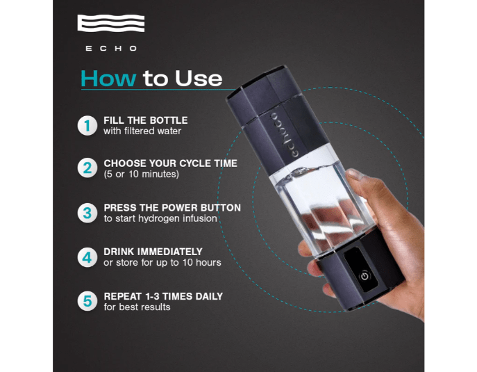 Echo Water Go+ Hydrogen Water Bottle - Portable, Durable, BPA - Free, Enhances Hydration 9X -  product_vendor - Peak Primal Wellness