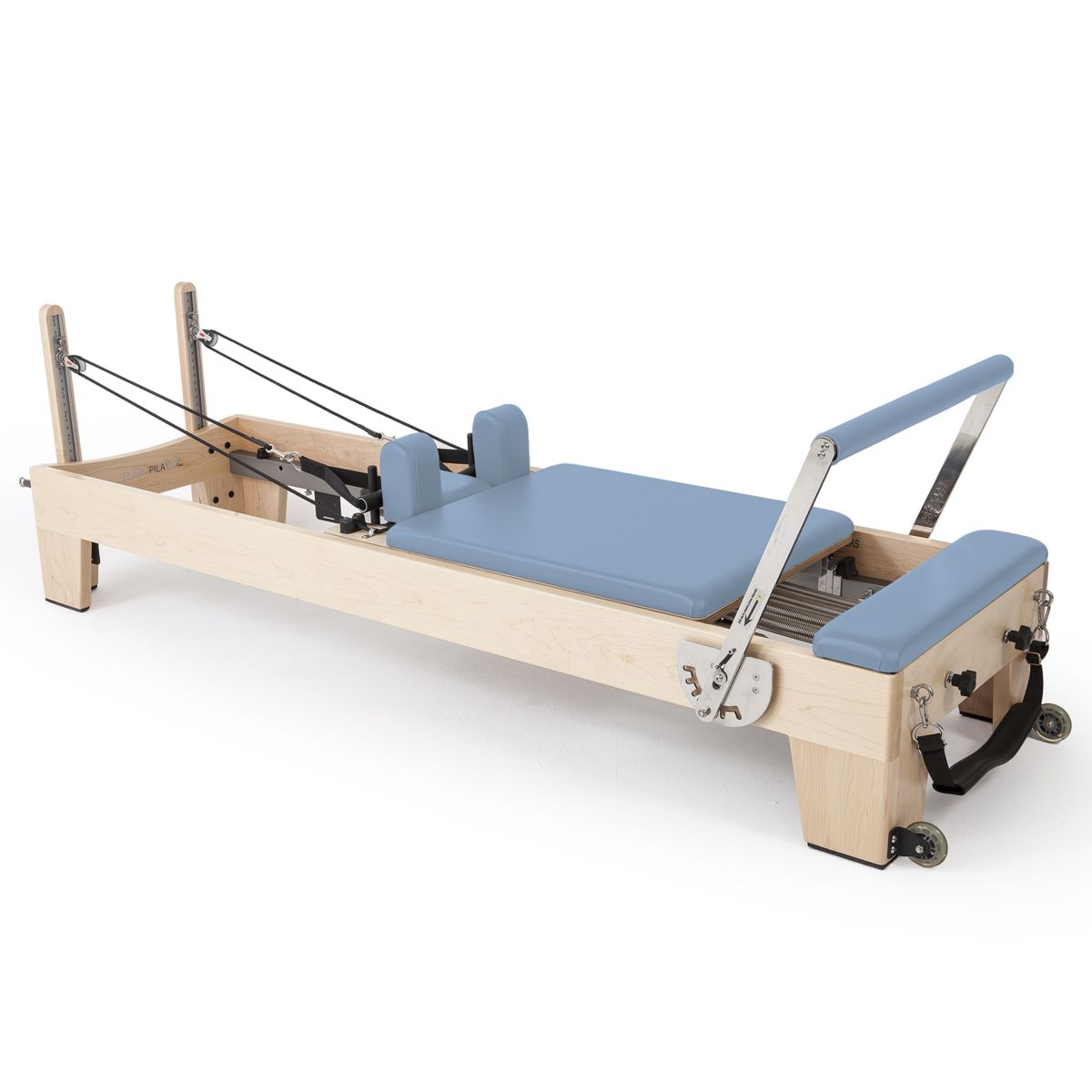 Elina Pilates Elite Reformer Bundle in a stylish studio setting, emphasizing its smooth carriage and premium upholstery.