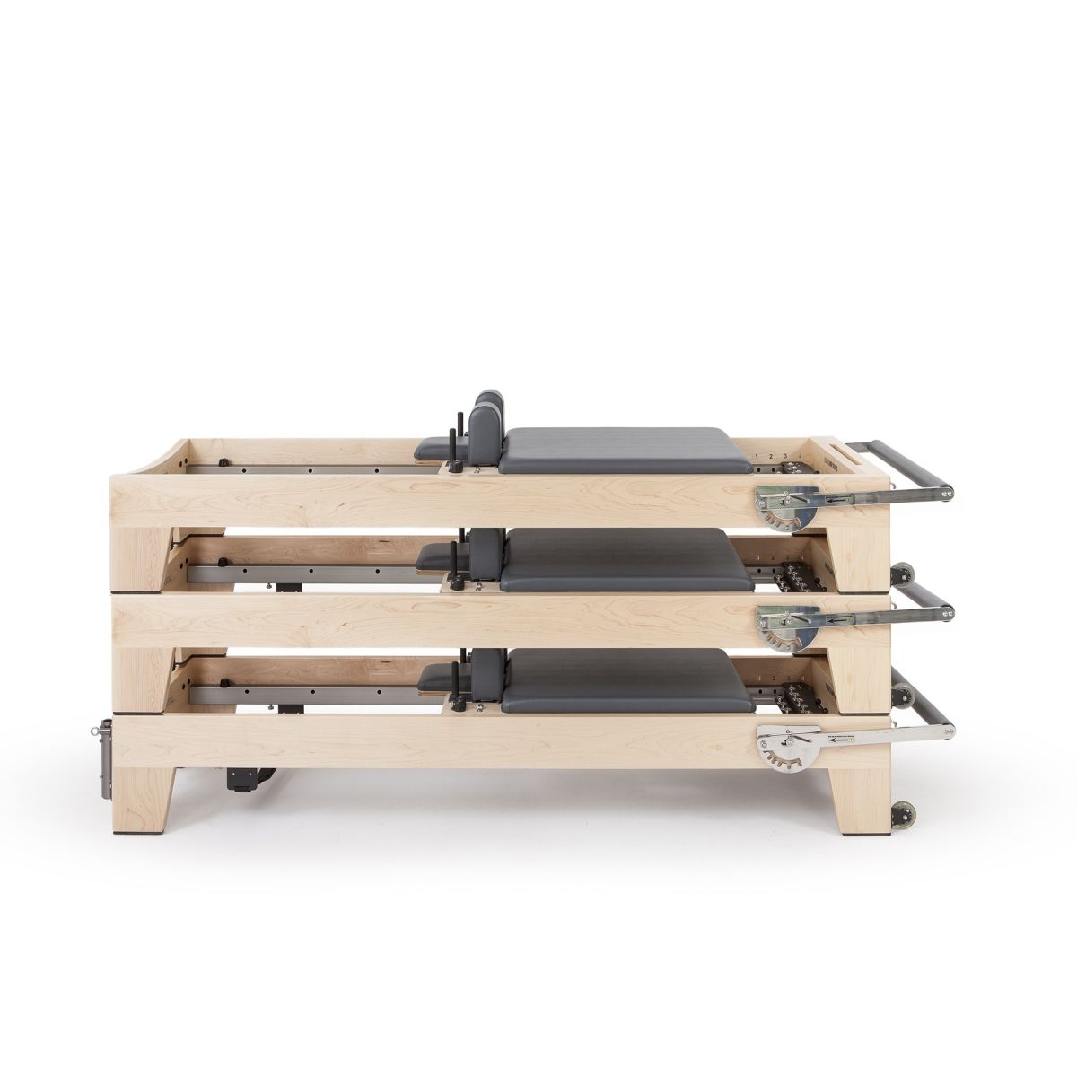 Elina Pilates Elite Reformer Bundle - Premium stackable wood and steel design with adjustable features, showcasing the sleek construction.