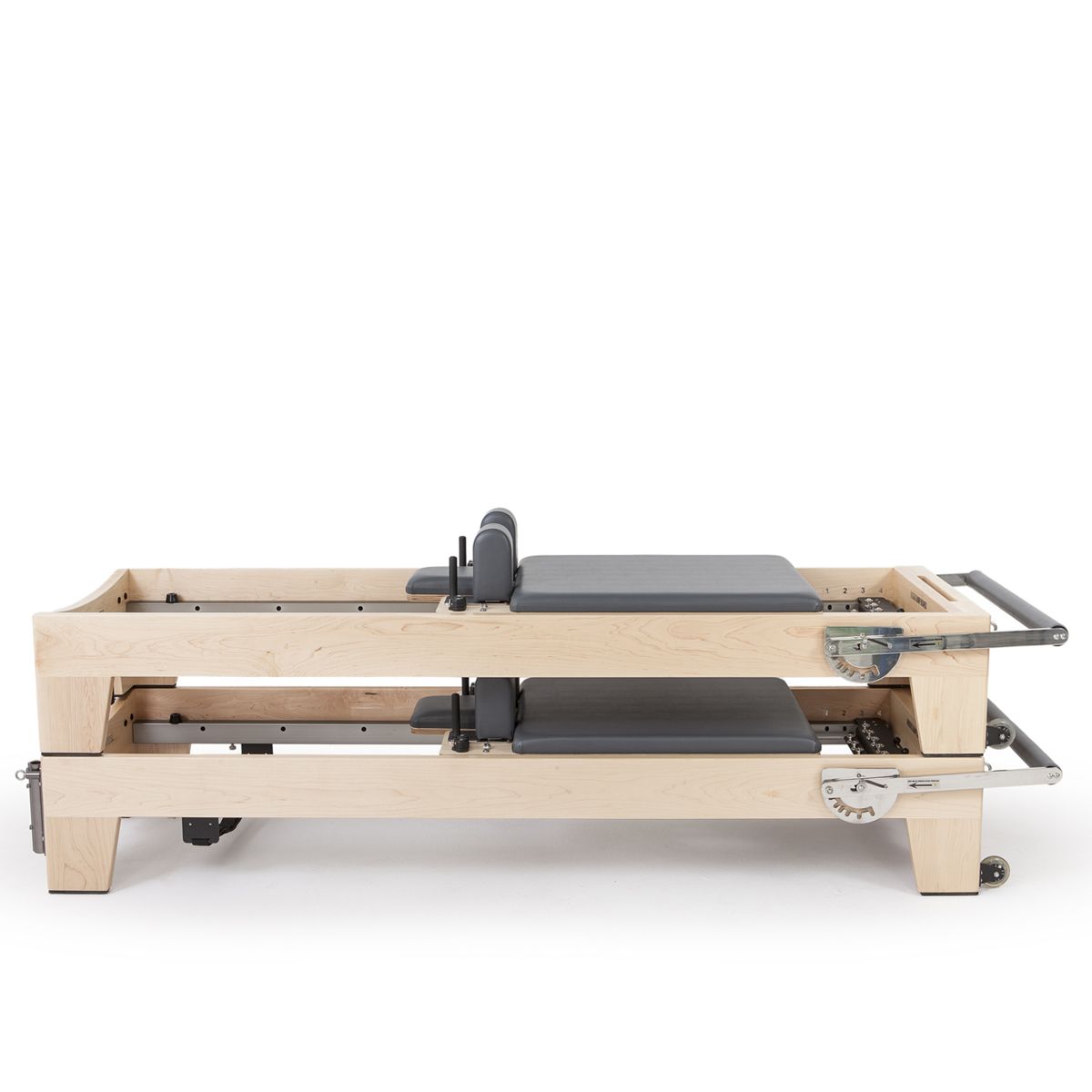 Close-up of Elina Pilates Elite Reformer Bundle adjustable components, highlighting its professional-grade quality and innovative features.