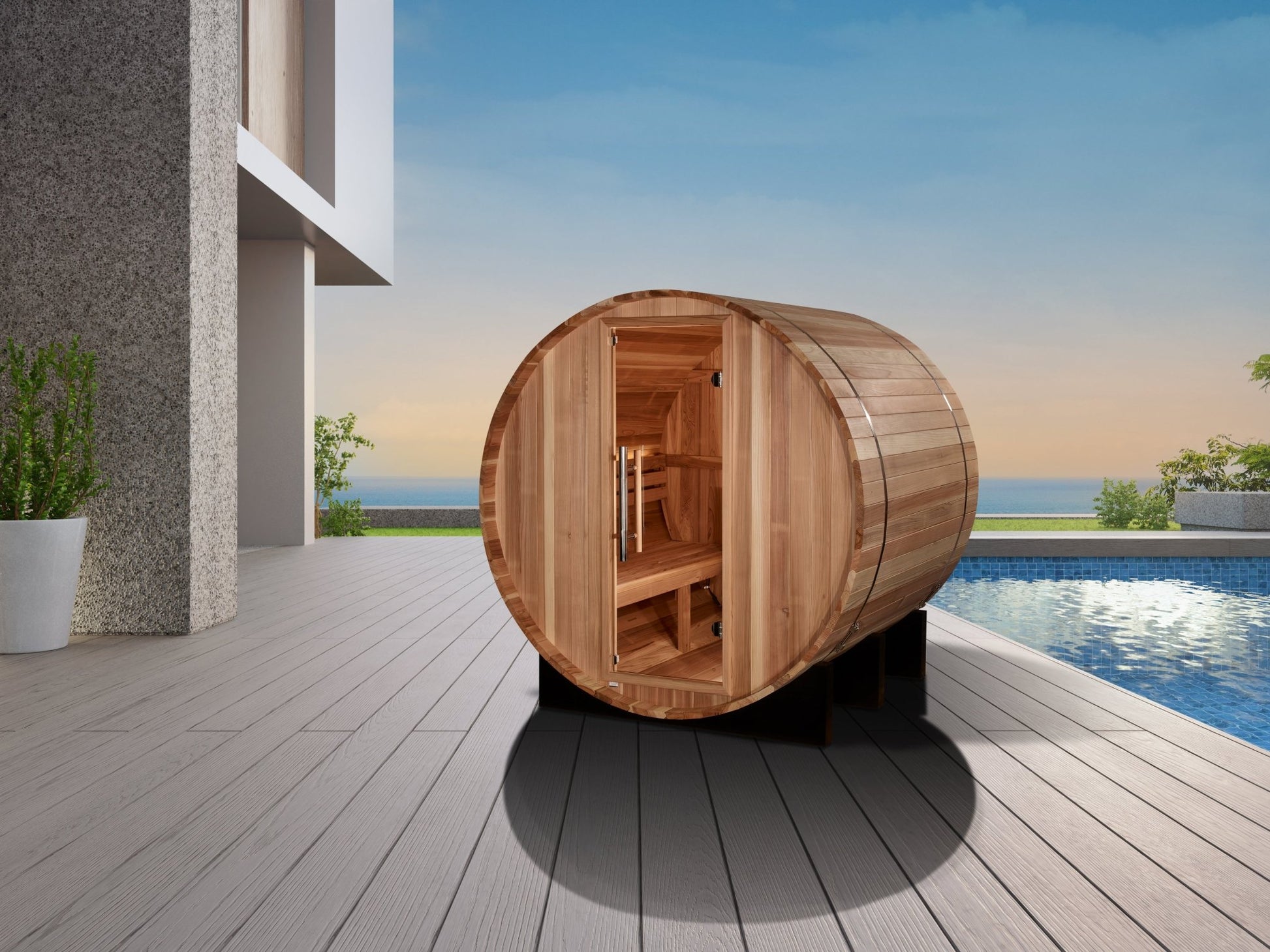 Golden Designs St. Moritz 2 Person Barrel Traditional Sauna (GDI - B002 - 01) -  product_vendor - Peak Primal Wellness