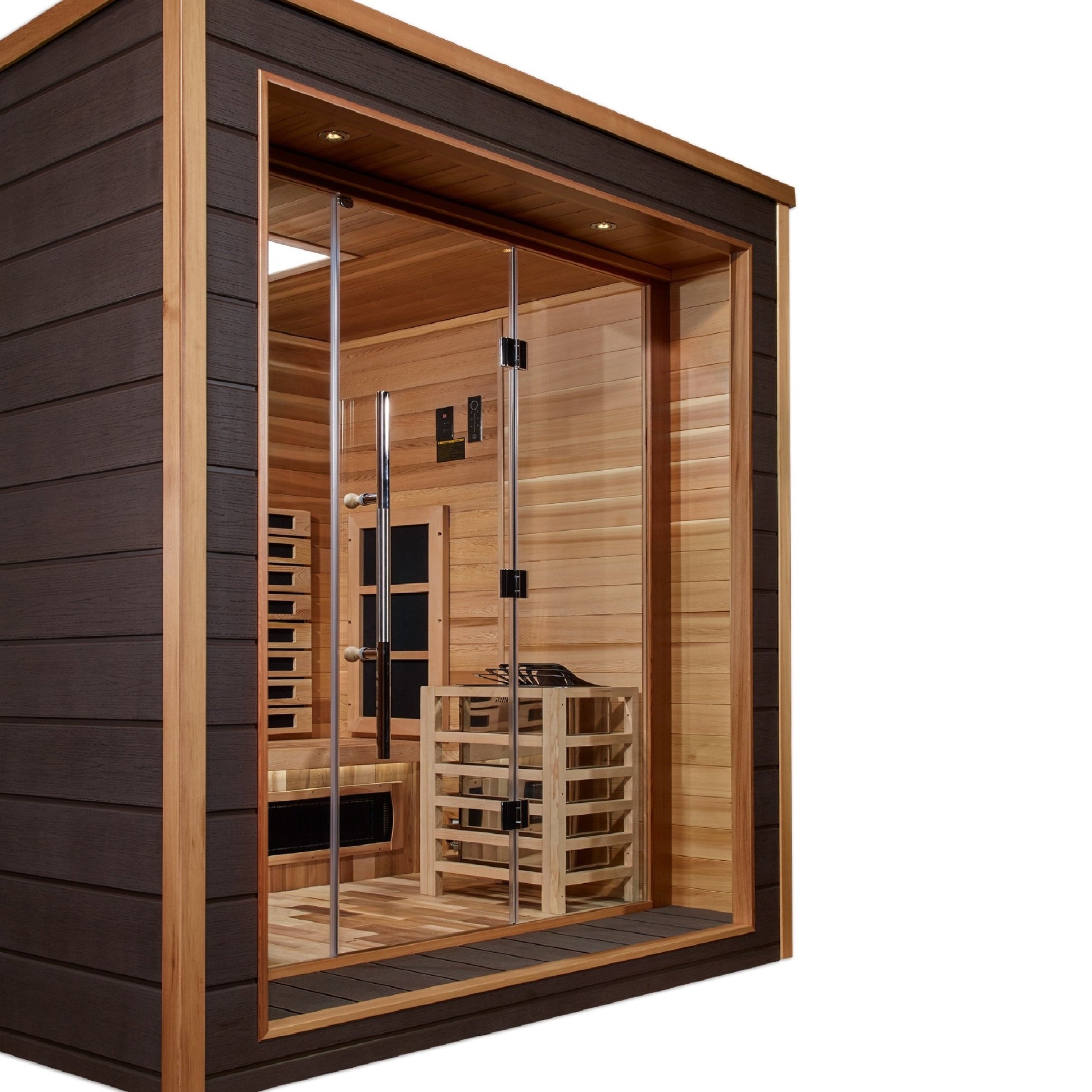 Golden Designs Visby 3 Person Outdoor - Indoor PureTech Hybrid Full Spectrum Sauna (GDI - 8223 - 01) -  product_vendor - Peak Primal Wellness