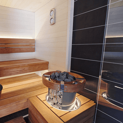 Harvia Cilindro PC90E 9kW Sauna Heater with Digital Control for 141-494 cu ft Spaces, Energy Efficient