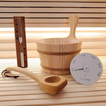 SaunaLife 1 - Gallon Bucket and Handcrafted Abachi Wood Ladle Set with Sand Timer and Thermometer - product_vendor - Peak Primal Wellness