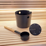 SaunaLife Accessory Package 6 includes a bamboo ladle and Fahrenheit thermometer, perfect for an enhanced sauna experience.