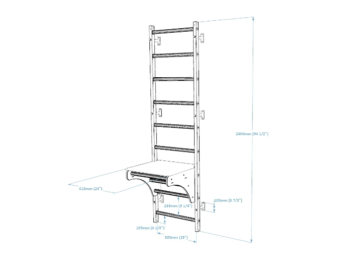 BenchK Series 7 712 Wall Bars Swedish Ladder with Adjustable Pull - Up Bar & Versatile Bench for Home Fitness -  product_vendor - Peak Primal Wellness