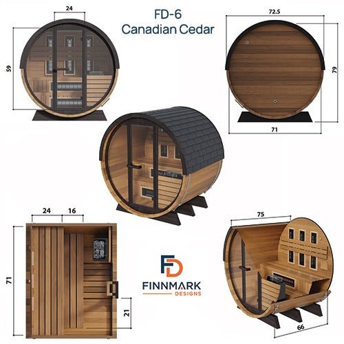 Finnmark 4 Person FD - 6 Traditional - Infrared Hybrid Barrel Sauna -  product_vendor - Peak Primal Wellness