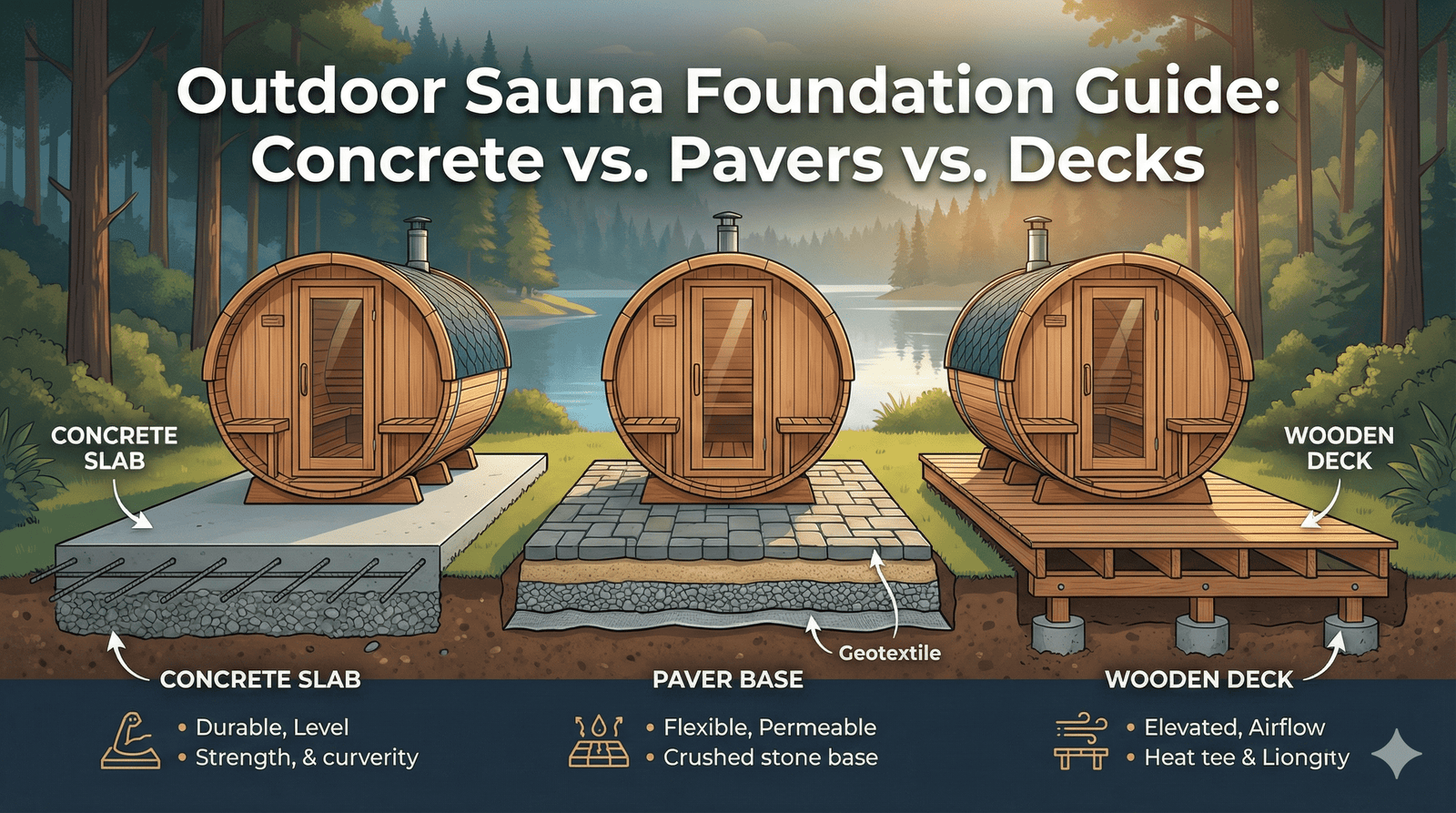 Outdoor Sauna Foundation Guide: Deck vs. Pavers vs. Conc...