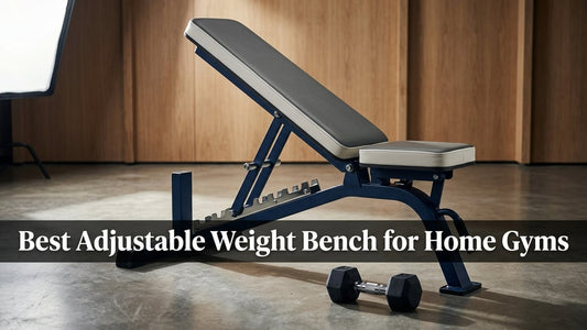 Premium adjustable weight bench set to 45-degree incline in a minimalist home gym with dramatic lighting