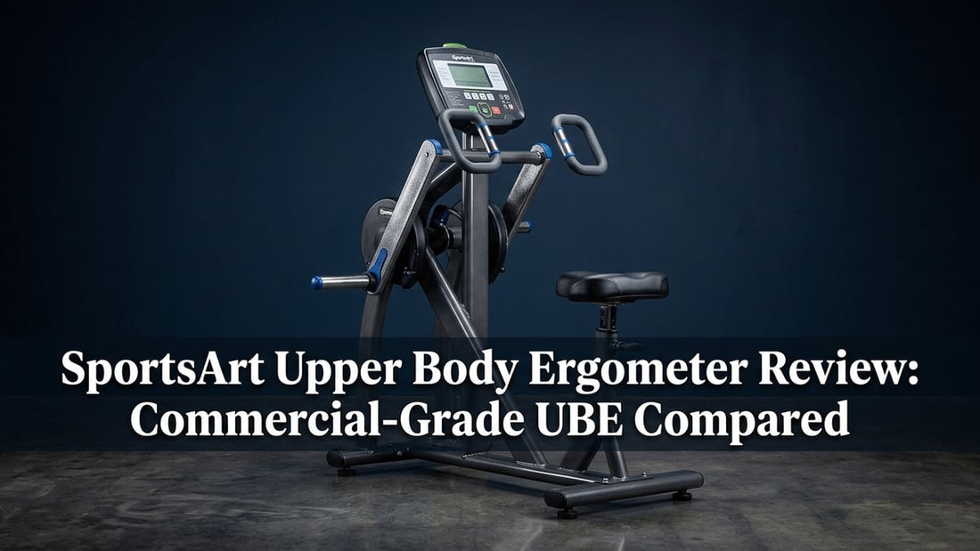 SportsArt UB521M commercial upper body ergometer on dark studio background with dramatic professional lighting