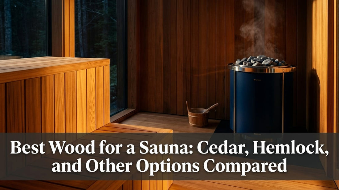 Cinematic sauna interior showcasing cedar wood bench and wall paneling with dramatic golden lighting
