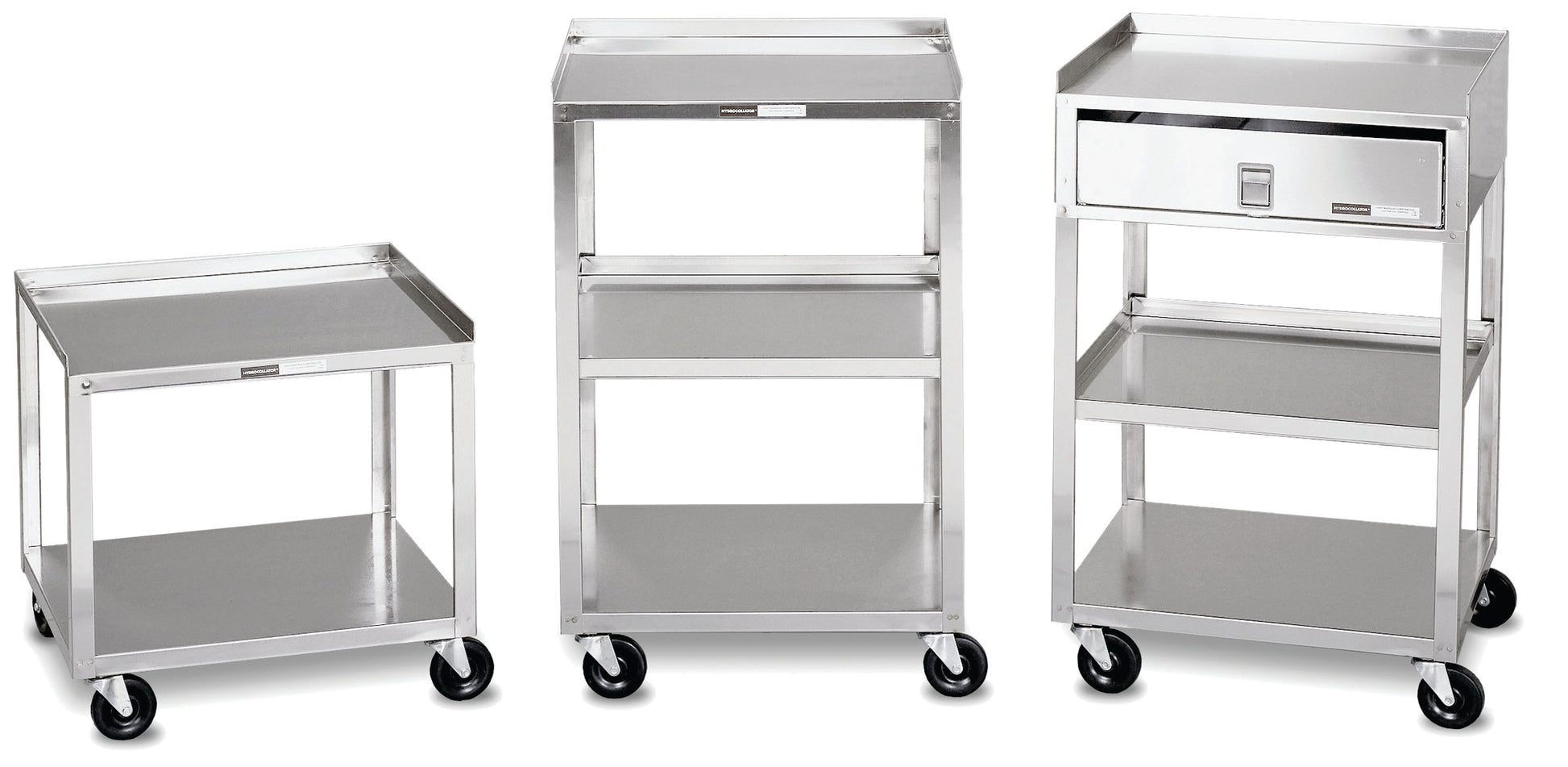 Mobile Stand - Stainless Steel - 2-shelf with drawer