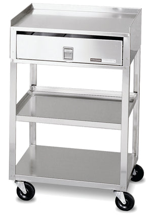 Mobile Stand - Stainless Steel - 2-shelf with drawer