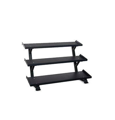 Inflight Inflight Fitness, 69" 3-Tier Dumbbell Rack, Tray Style, 15 Pair Rubber Hexagon Dumbbell Set