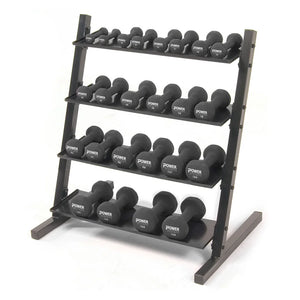 Power Systems 4-Tier Dumbbell Rack with 1–15 lb Vinyl Dumbbell Set