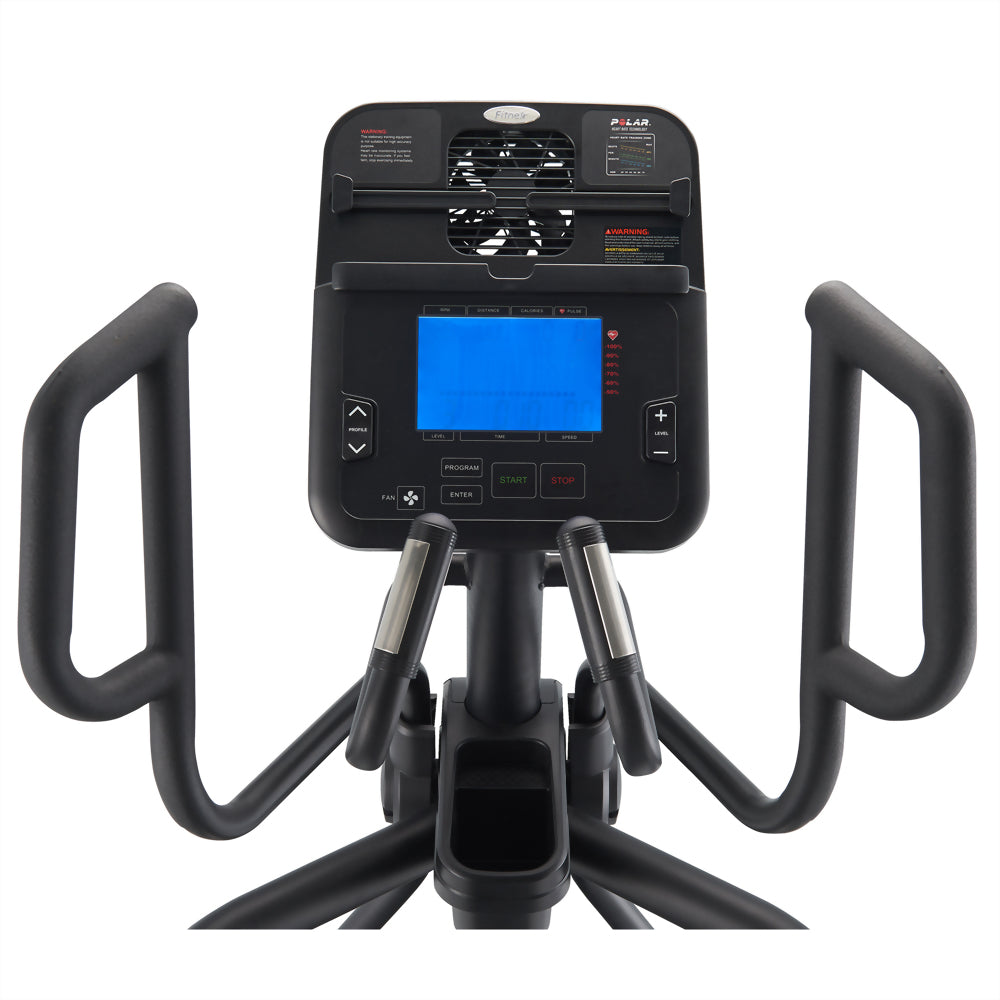 Close-up of Fitnex E65 Elliptical Trainer multi-grip handles for varied upper body exercises.
