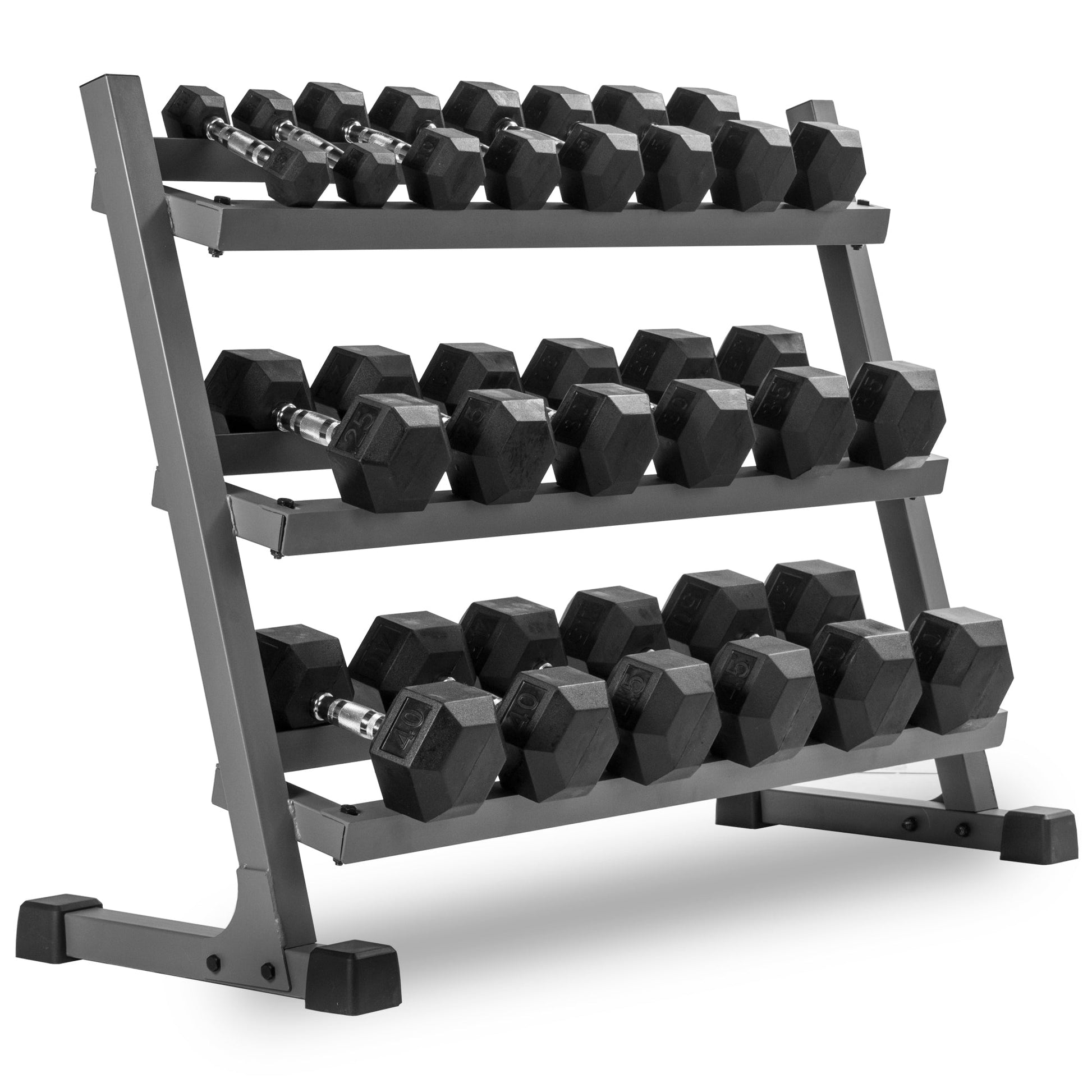 XMark 10-Pairs, 5 to 50 lbs. Hex Dumbbells Includes 3-Tier Storage Rack -  product_vendor - Peak Primal Wellness