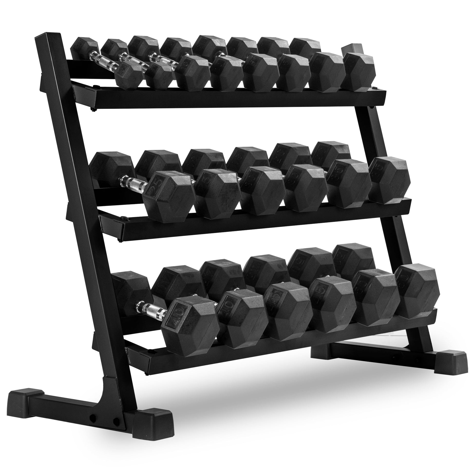 XMark 10-Pairs, 5 to 50 lbs. Hex Dumbbells Includes 3-Tier Storage Rack -  product_vendor - Peak Primal Wellness