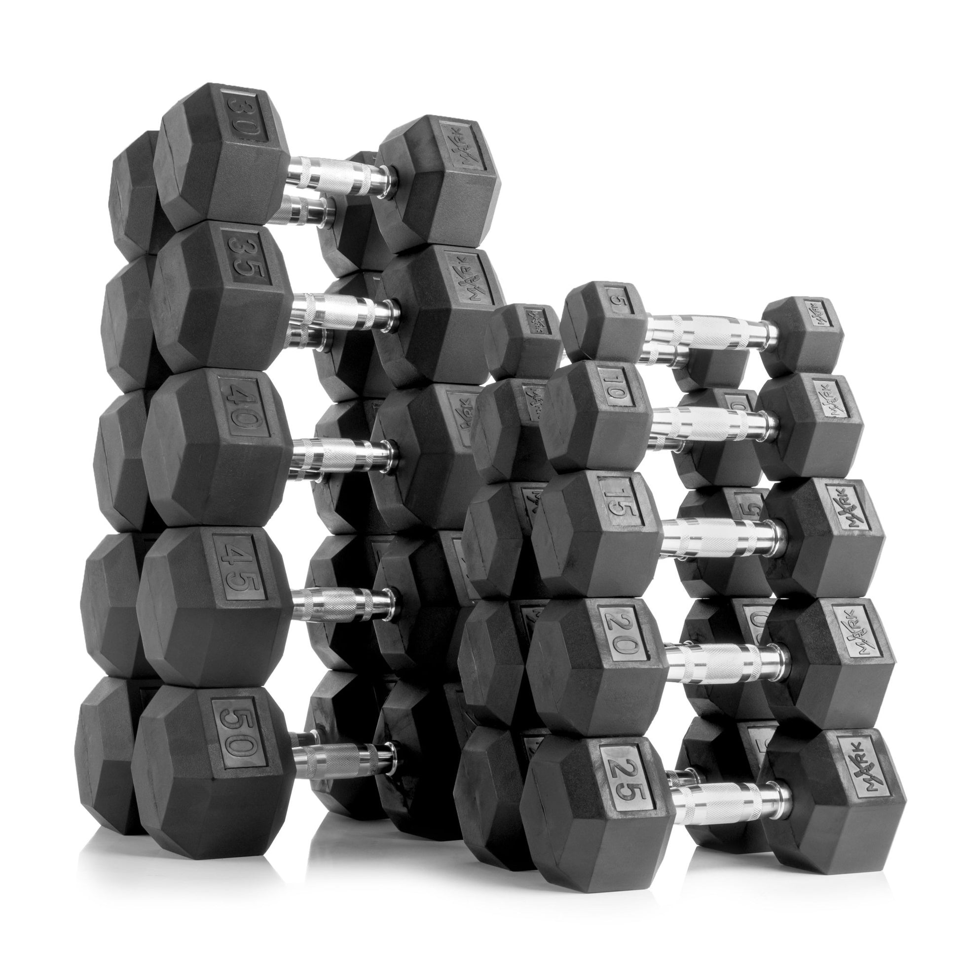 XMark 10-Pairs, 5 to 50 lbs. Hex Dumbbells Includes 3-Tier Storage Rack -  product_vendor - Peak Primal Wellness
