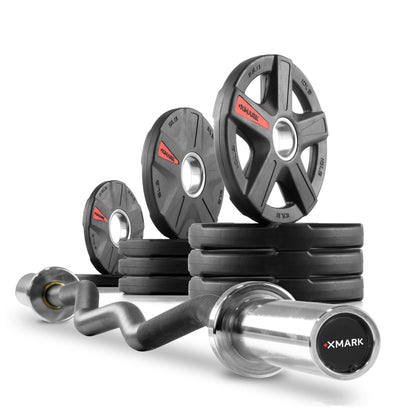 XMark Texas Star Olympic Weight Plates and Curl Barbell Sets -  product_vendor - Peak Primal Wellness