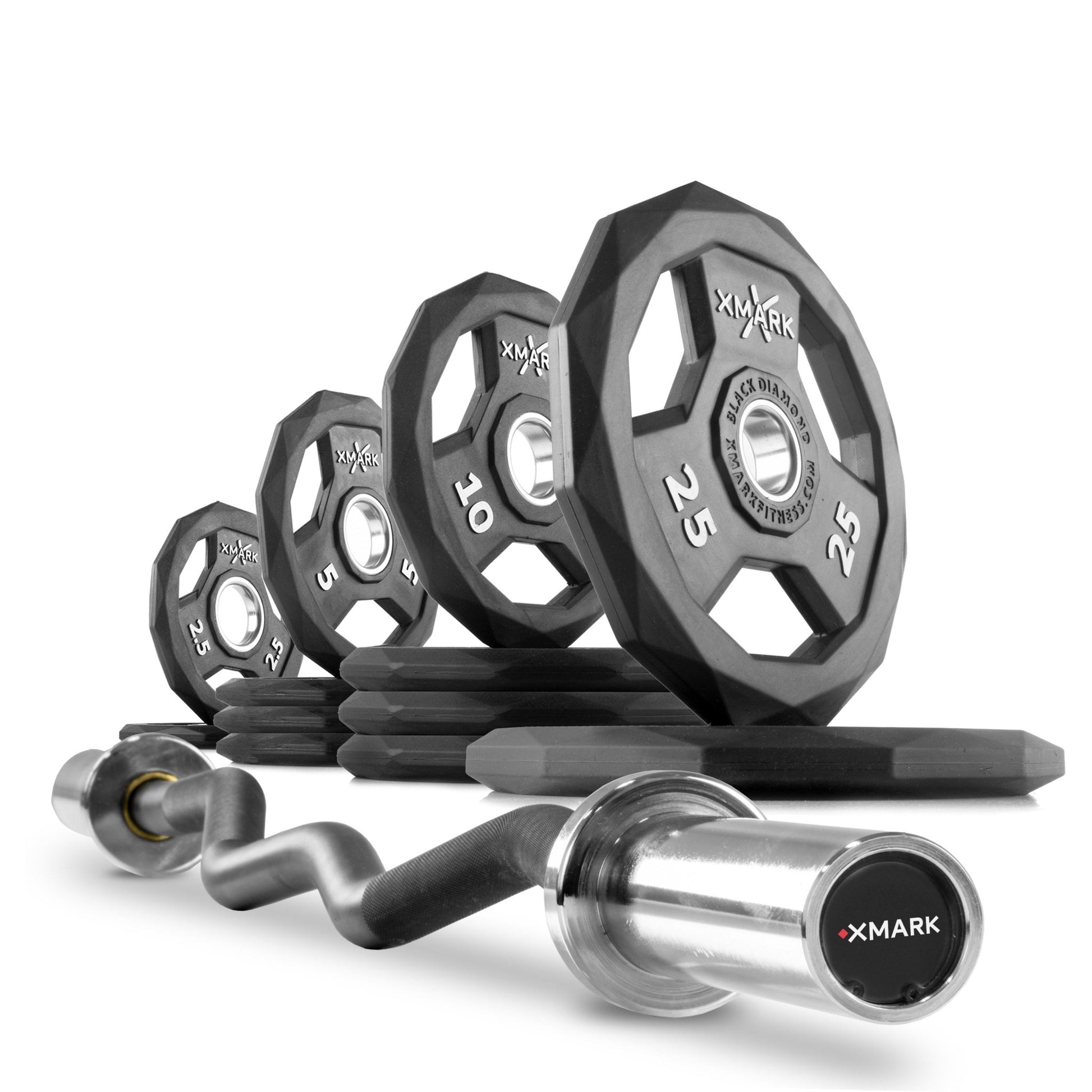 XMark Black Diamond® Olympic Weight Plates and Curl Barbell Sets -  product_vendor - Peak Primal Wellness