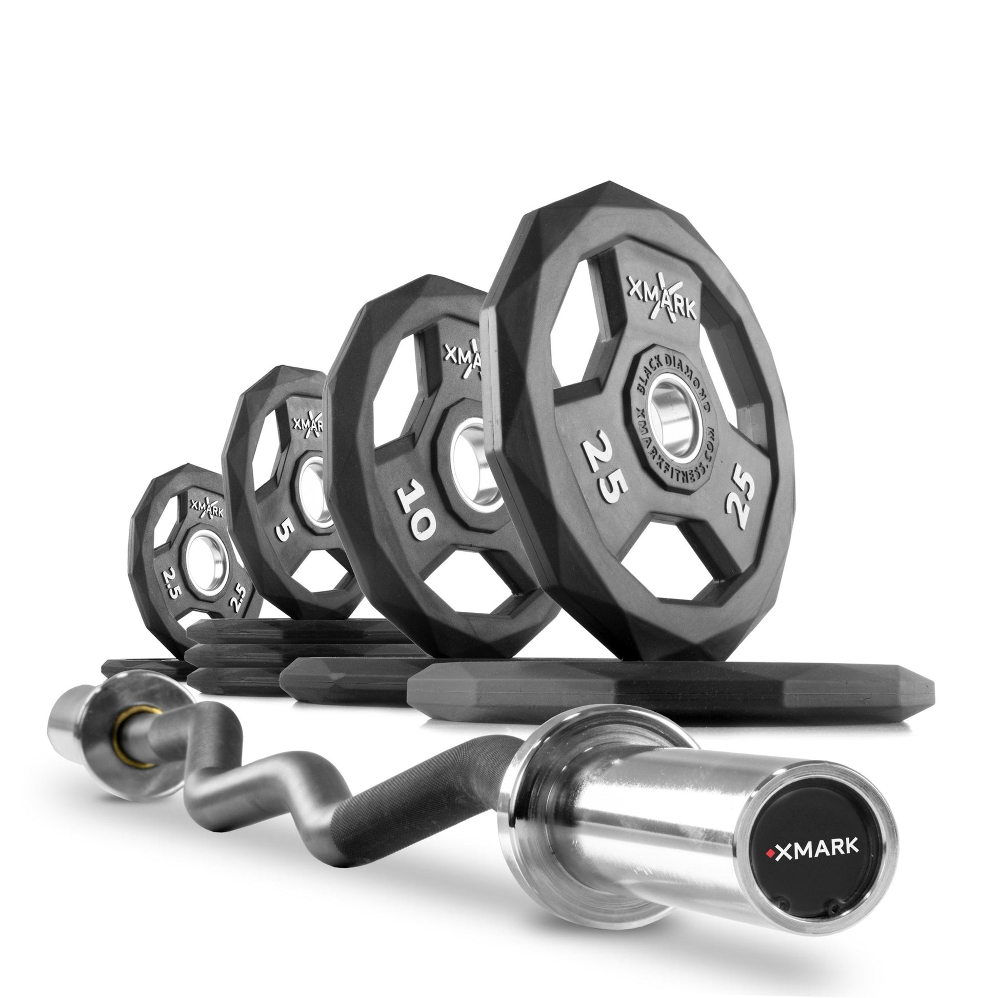 XMark Black Diamond® Olympic Weight Plates and Curl Barbell Sets -  product_vendor - Peak Primal Wellness
