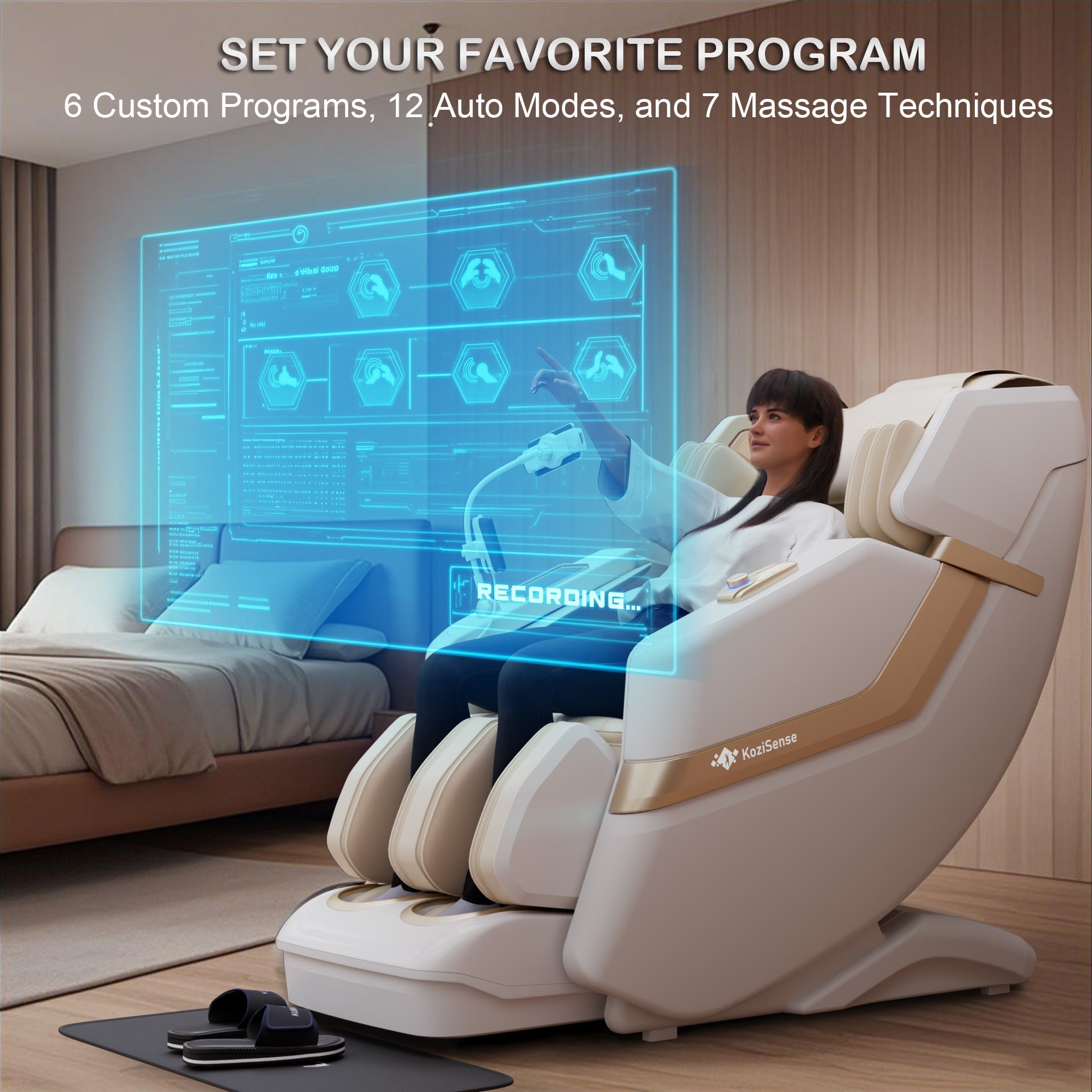 KoziSense KZ - 313 Heated Massage Chair (White) Jade Stone -  product_vendor - Peak Primal Wellness