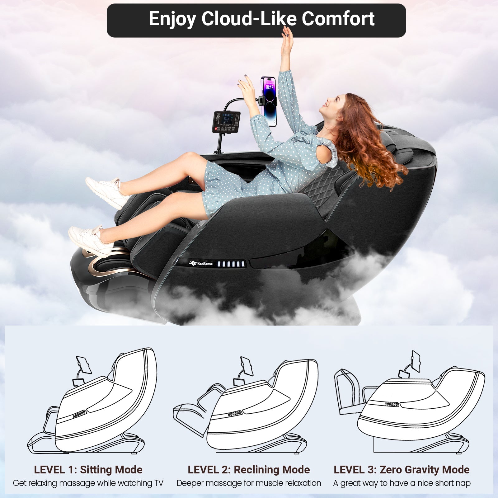 KoziSense KZ - A18 3D SL - track Massage Chair 2026 Upgraded - (Black and Brown) -  product_vendor - Peak Primal Wellness