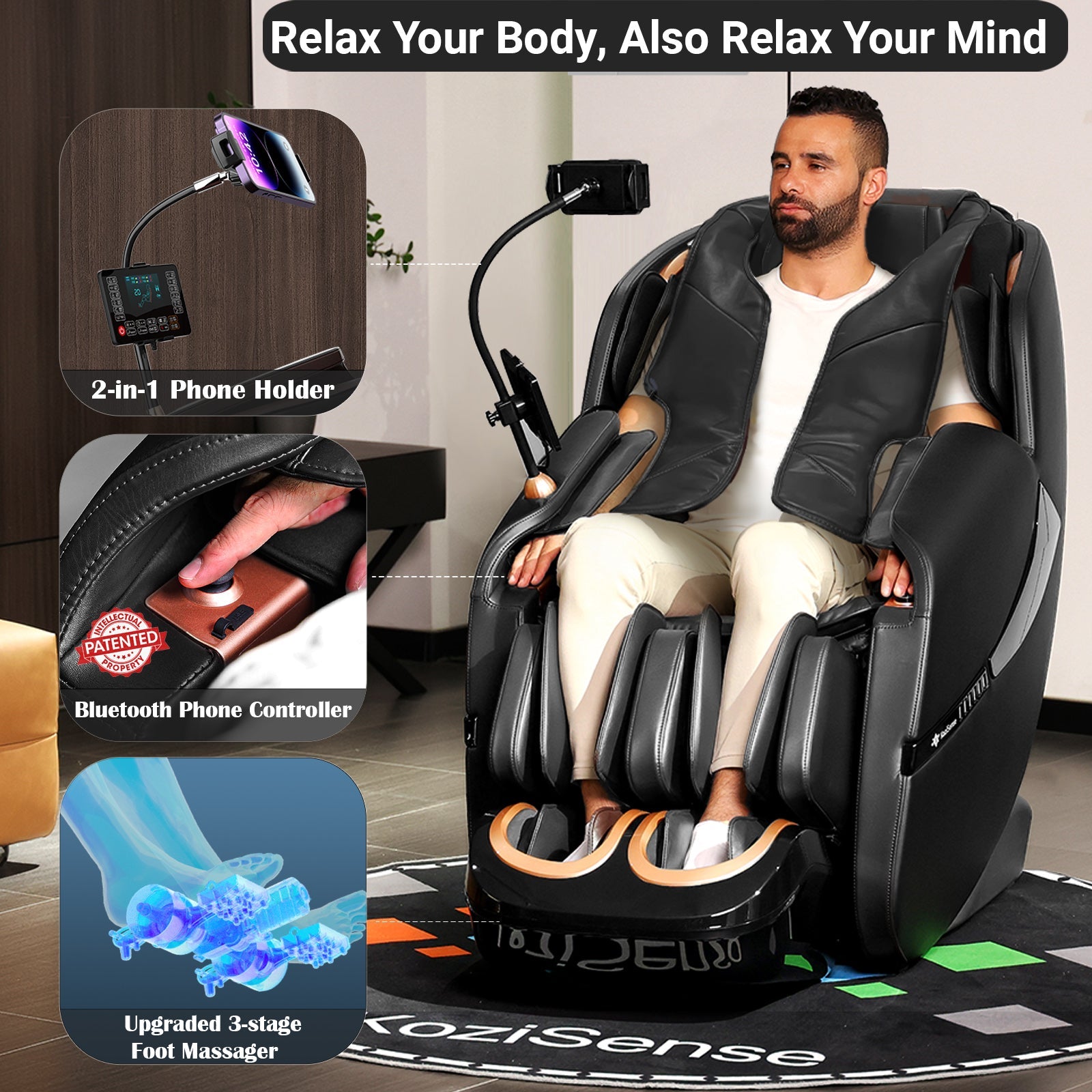 KoziSense KZ - A18 3D SL - track Massage Chair 2026 Upgraded - (All Black) -  product_vendor - Peak Primal Wellness