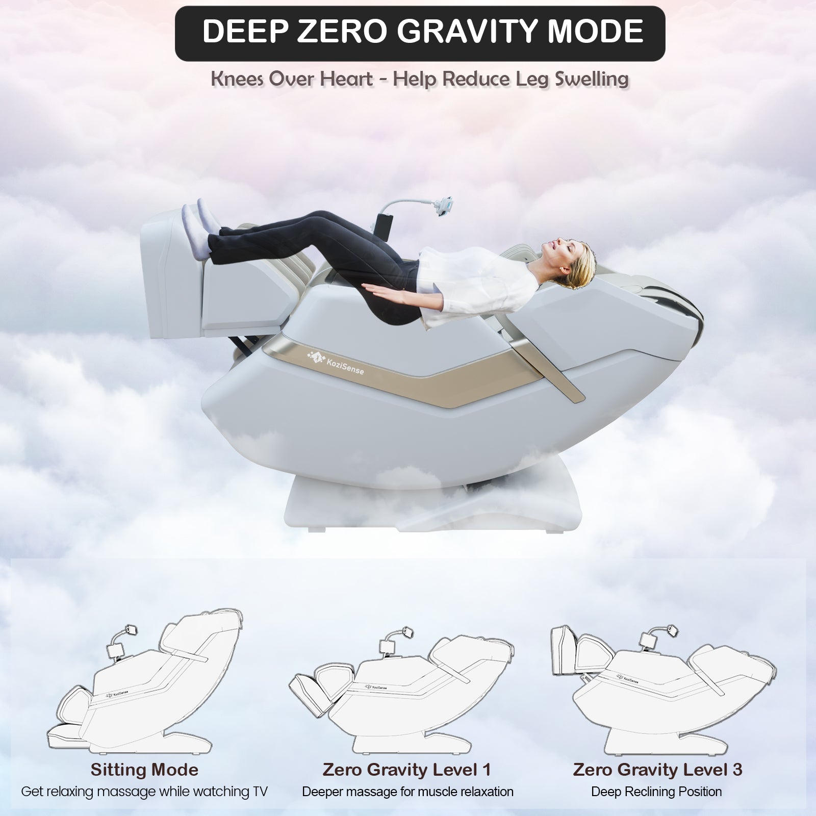 KoziSense KZ - 313 Heated Massage Chair (White) Jade Stone -  product_vendor - Peak Primal Wellness