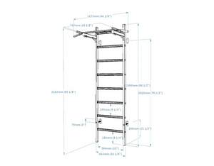 BenchK 221B Wall Bars Swedish Ladder - Beech Wood & Steel Gymnastic Ladder with 6 - Grip Pull - Up Bar, 150 kg Capacity -  product_vendor - Peak Primal Wellness