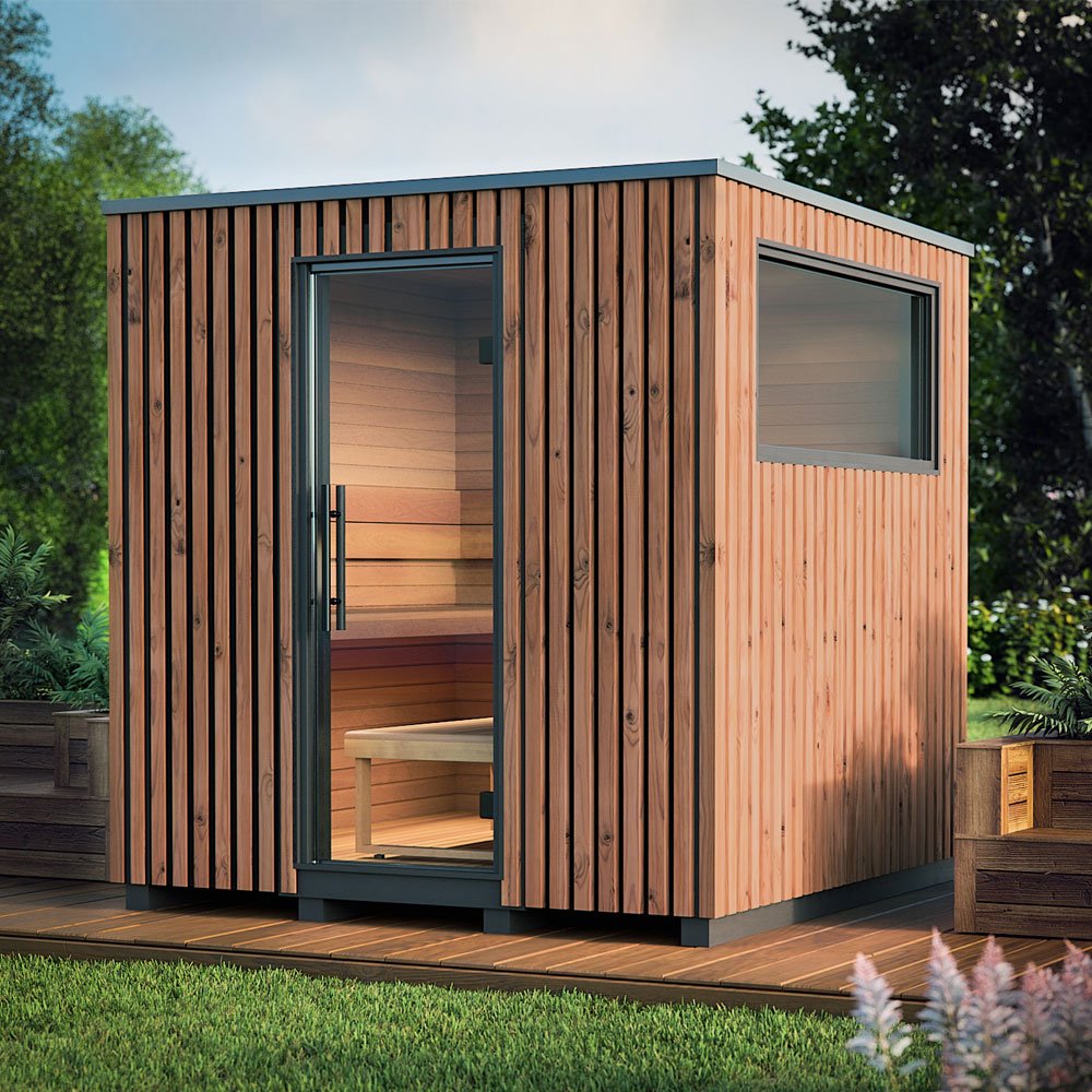 Auroom Garda 6-Person Outdoor Traditional Sauna Cabin Kit w/ Thermo-Pine Wood -  product_vendor - Peak Primal Wellness