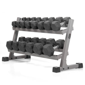 XMark 10 to 50 lbs. Rubber Hex Dumbbell Pairs Includes 2-Tier Storage Rack -  product_vendor - Peak Primal Wellness