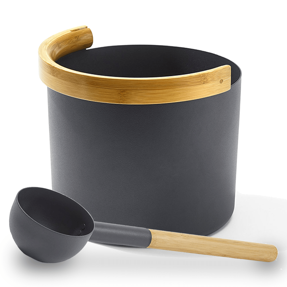 KOLO Sauna Set 2 | Sauna Bucket with curved handle and Ladle, Bamboo/Aluminum, 1Gal -  product_vendor - Peak Primal Wellness