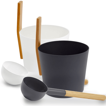 KOLO Sauna Set 3 | Sauna Bucket with straight handle and Ladle, Bamboo/Aluminum, 1Gal -  product_vendor - Peak Primal Wellness