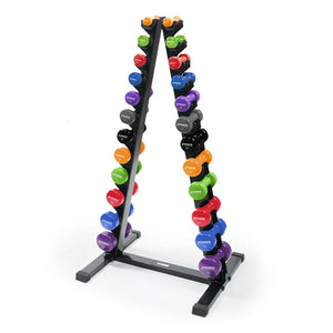 Power Systems Vertical Dumbbell Rack with 1–15 lb Vinyl Dumbbell Set