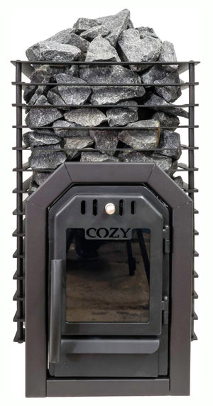 Cozy Heat Quattro Thru-Wall 18kW Sauna Stove - Wood-Burning Sauna Stove