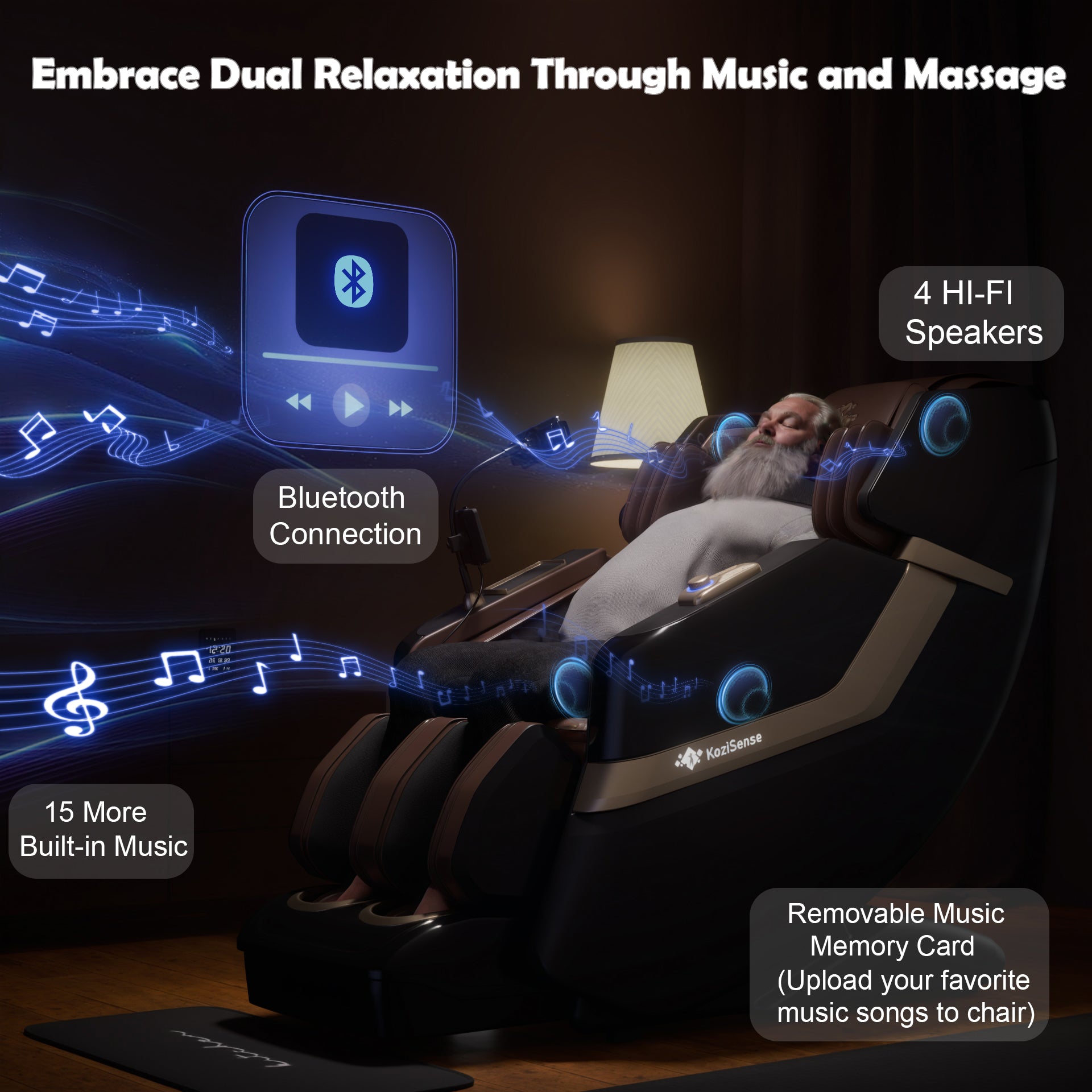 KoziSense KZ - 313 Massage Chair New Heated (Black and Brown) Jade Stone -  product_vendor - Peak Primal Wellness