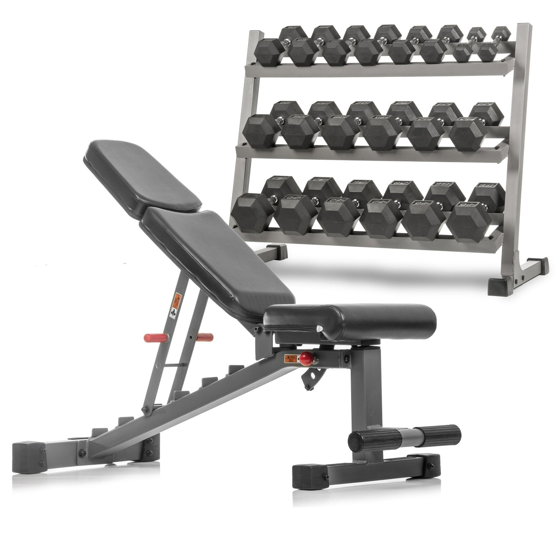 XMark 5-50 lb Hex Dumbbell Set with Rack and Weight Bench -  product_vendor - Peak Primal Wellness