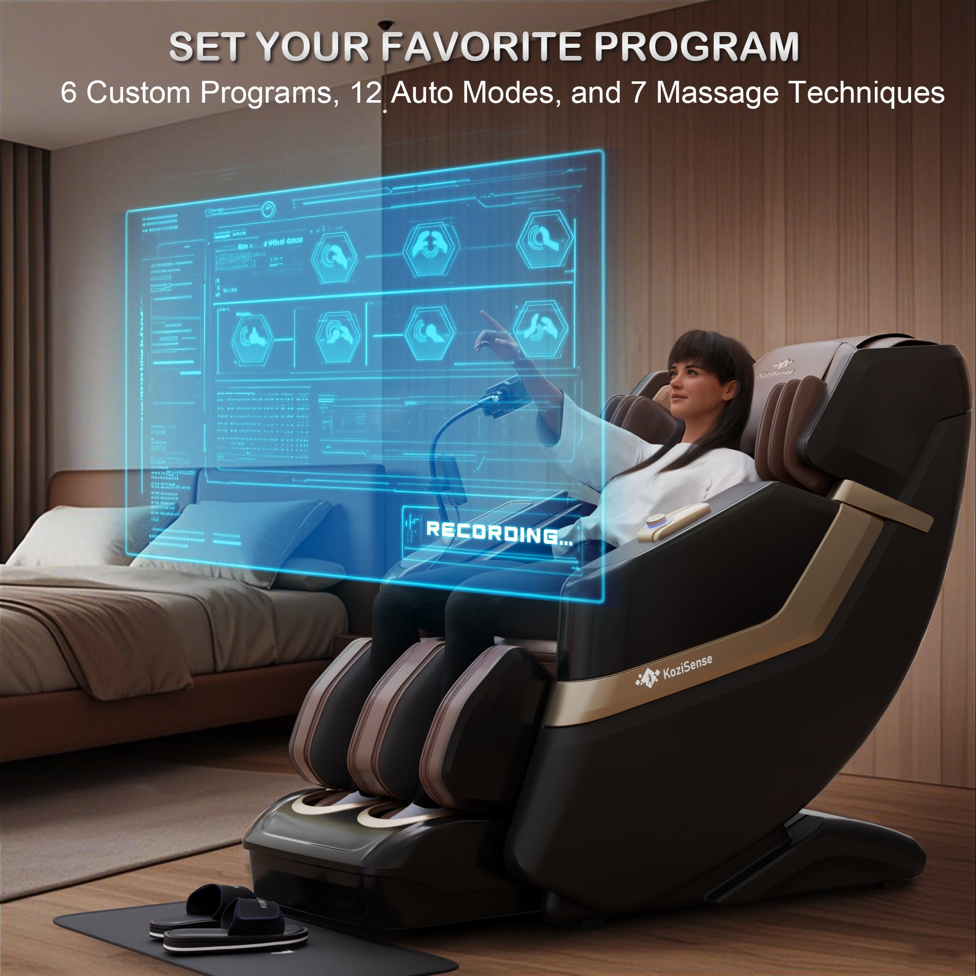 KoziSense KZ - 313 Massage Chair New Heated (Black and Brown) Jade Stone -  product_vendor - Peak Primal Wellness
