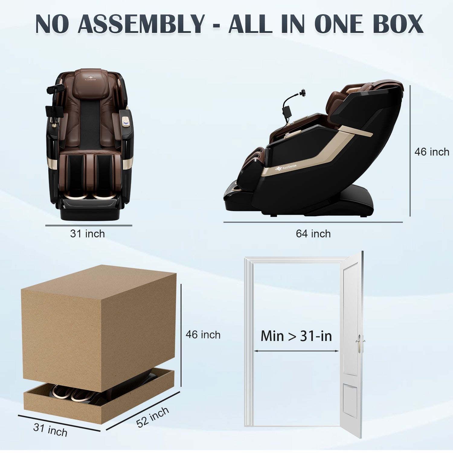 KoziSense KZ - 313 Massage Chair New Heated (Black and Brown) Jade Stone -  product_vendor - Peak Primal Wellness