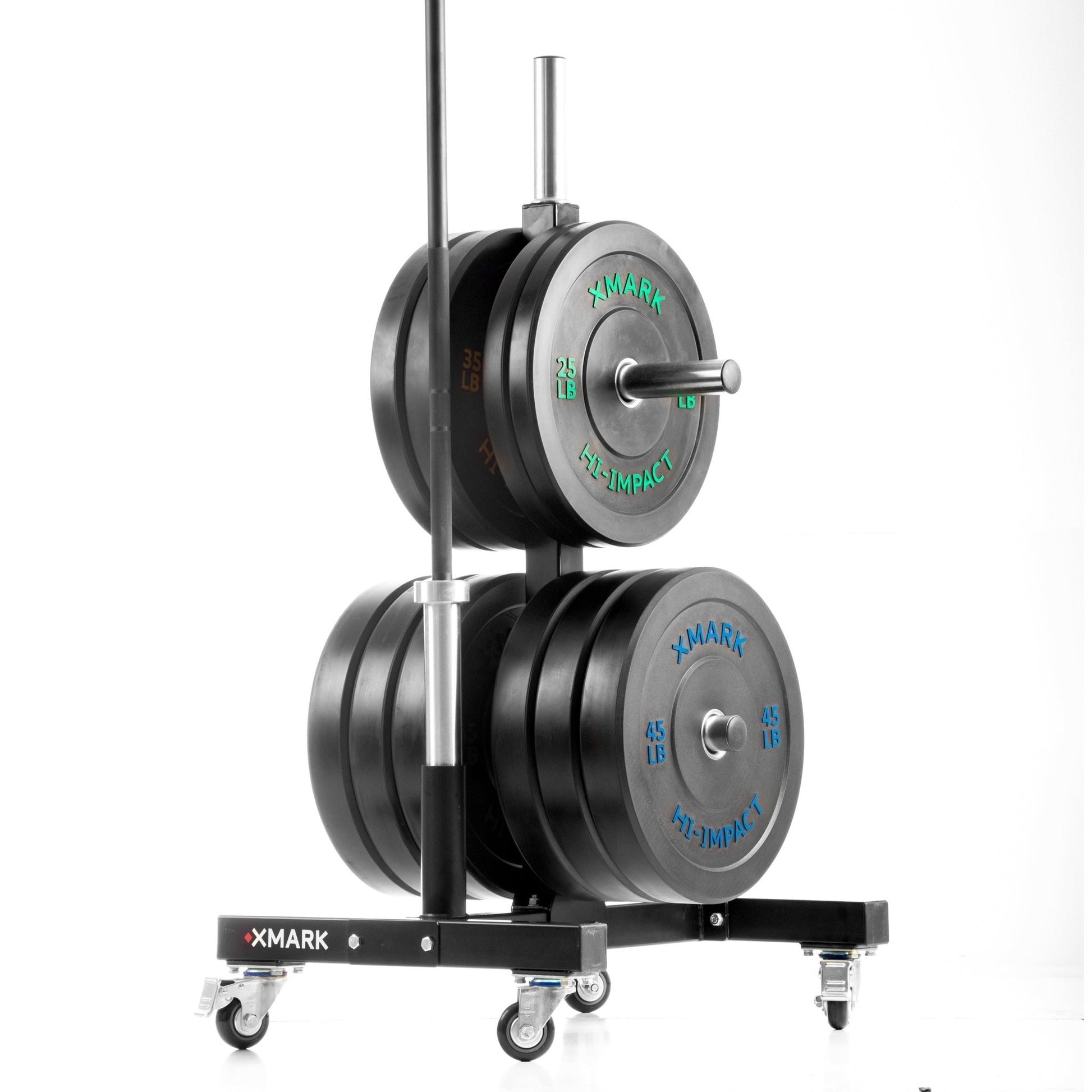 XMark Commercial Bumper Plate Tree on Castors with Dual Bar Holders -  product_vendor - Peak Primal Wellness