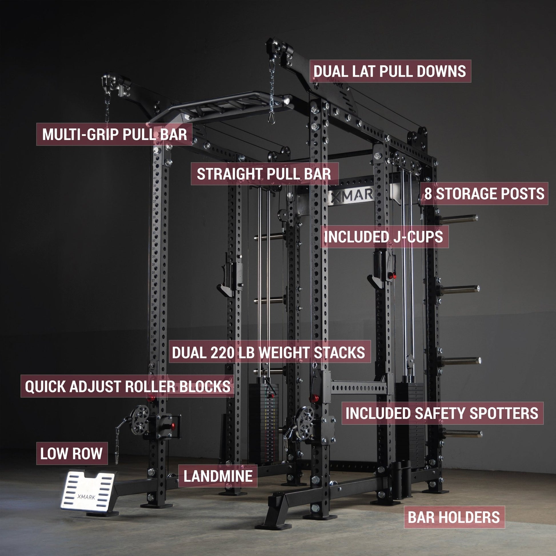 XMark Commercial Power Rack Cable Machine, 440 lbs Total Stack Weight -  product_vendor - Peak Primal Wellness