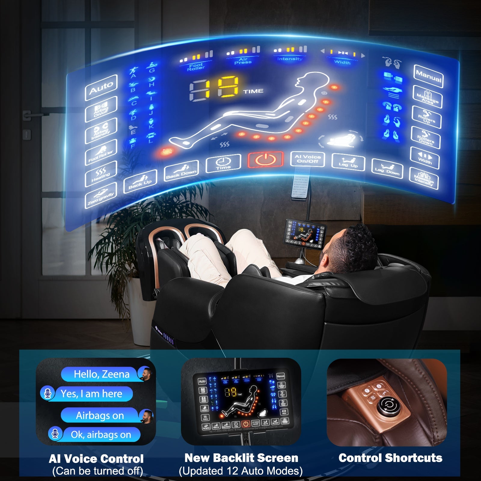 KoziSense KZ - A18 3D SL - track Massage Chair 2026 Upgraded - (All Black) -  product_vendor - Peak Primal Wellness