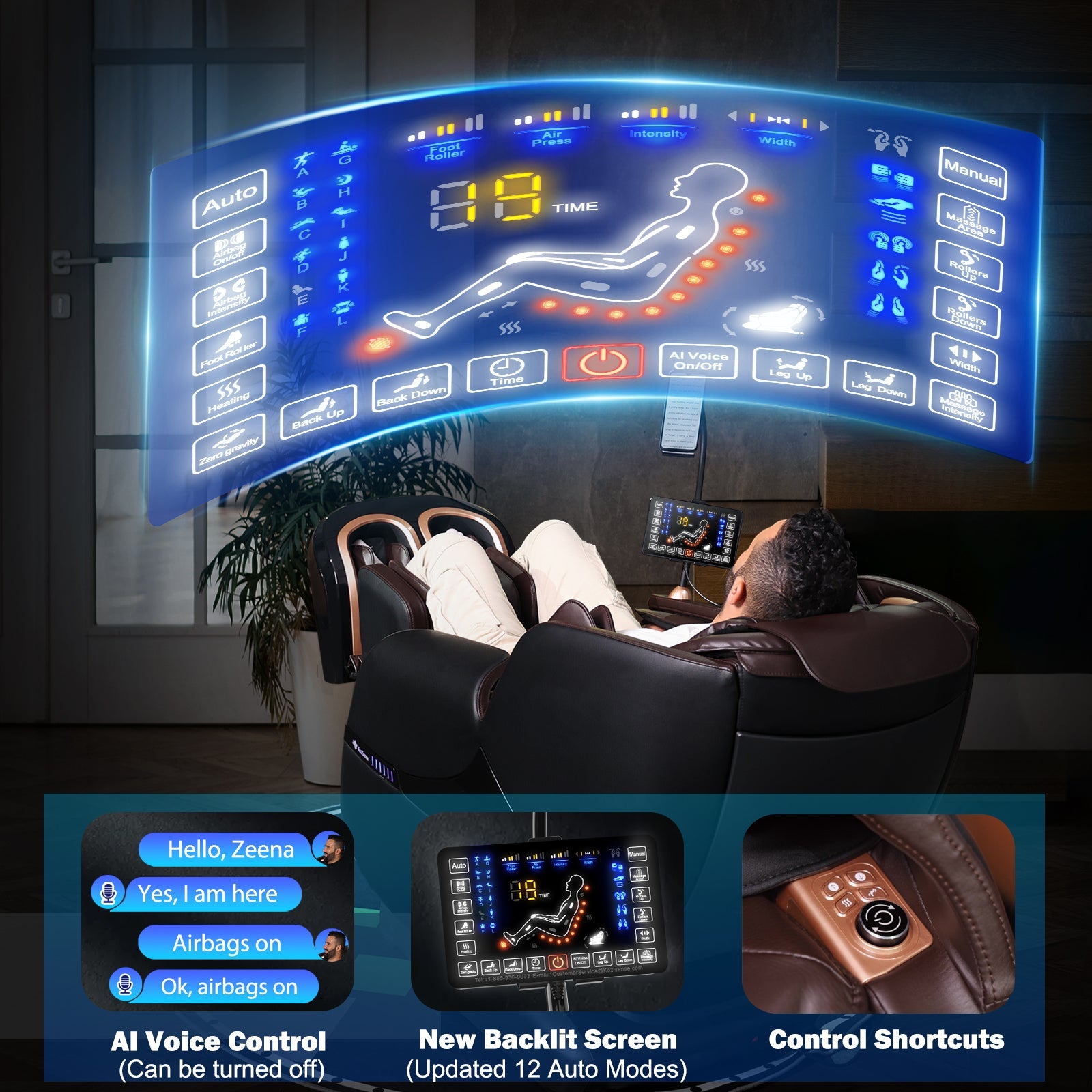 KoziSense KZ - A18 3D SL - track Massage Chair 2026 Upgraded - (Black and Brown) -  product_vendor - Peak Primal Wellness
